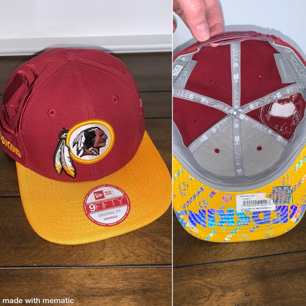 RARE Washington Redskins Commanders Football New Era Snapback Hat Holographic OS
